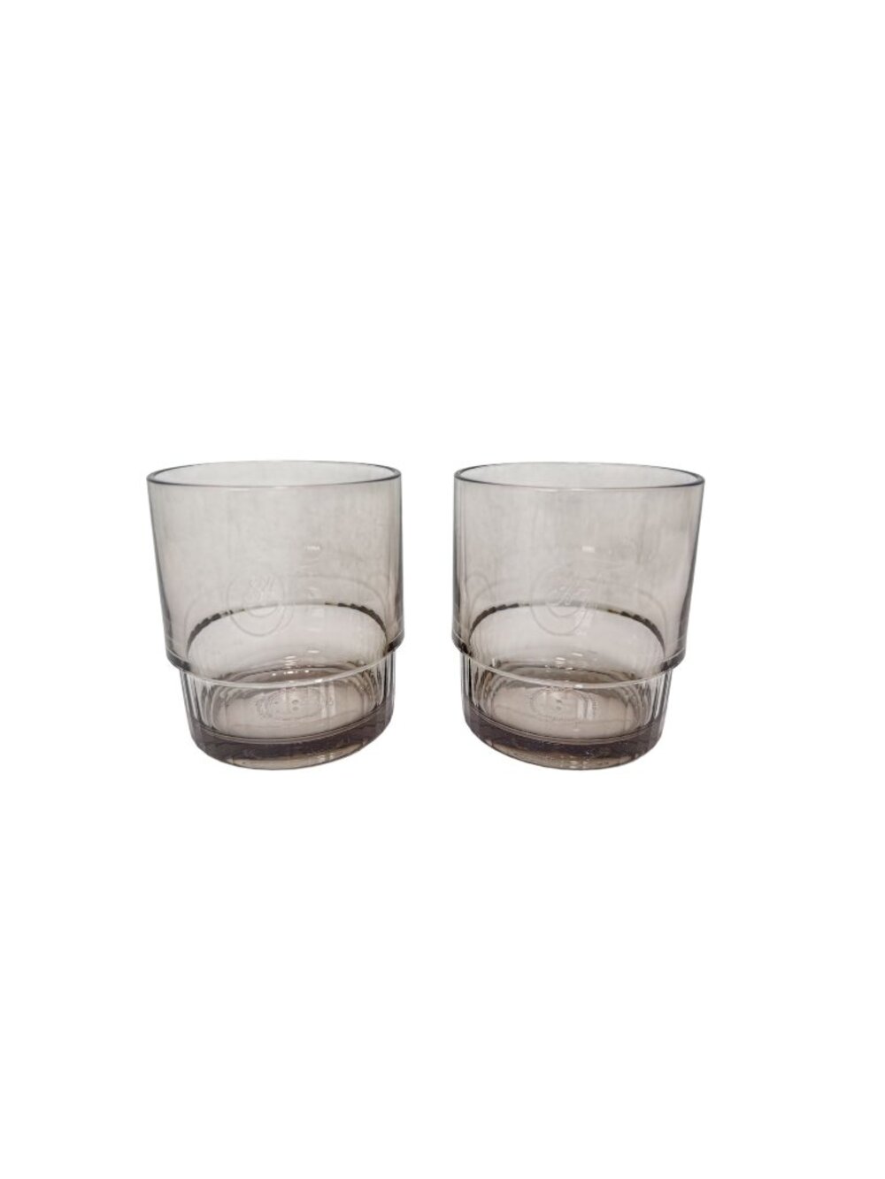 Tupperware 2 T84 Acrylic Tumblers Preludio Glasses Cups Smoke Gray 10oz Stackabl